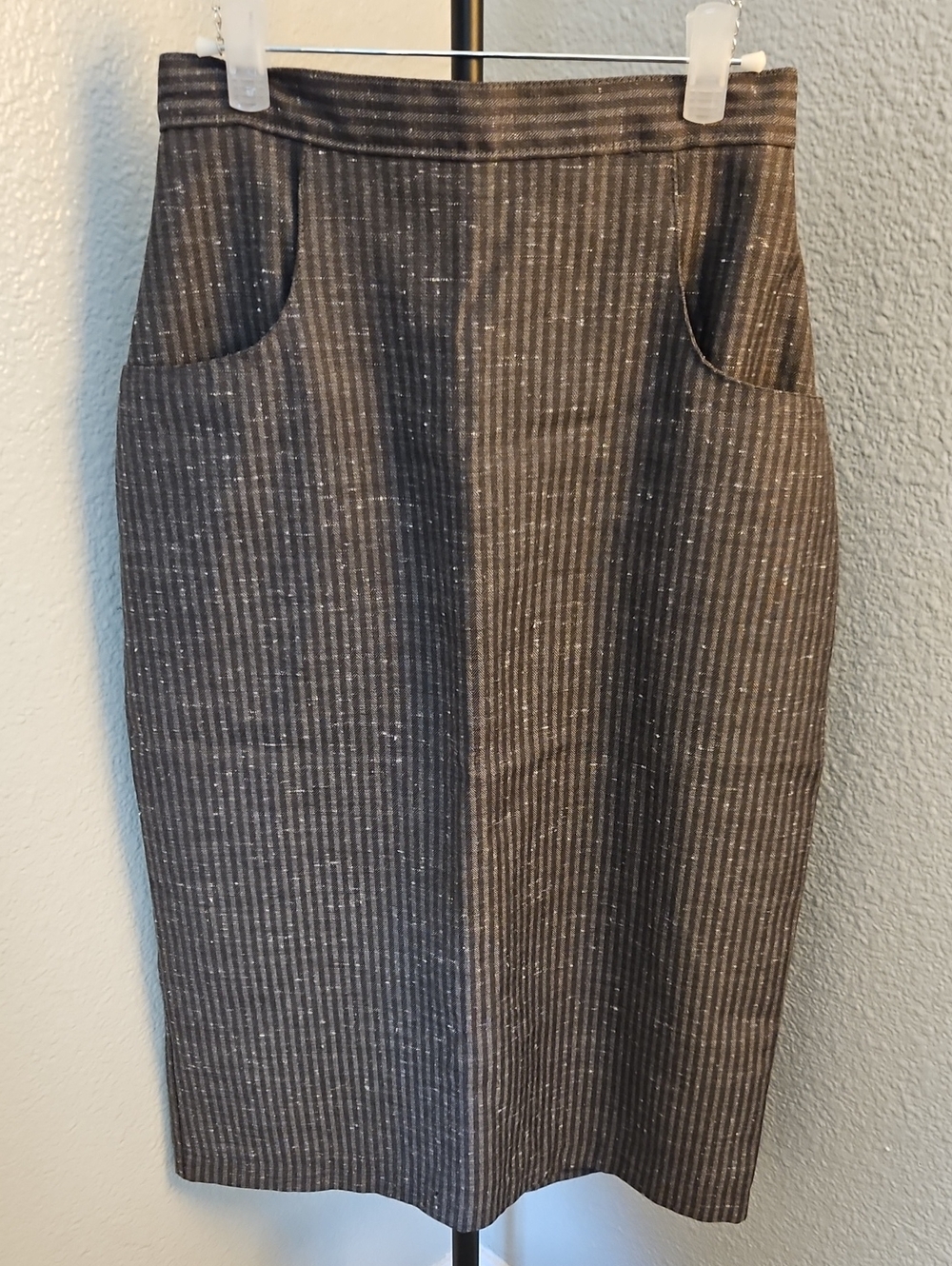 VTG 80s 90s Partners by Mervyn’s Gray Pinstripe Pleated Midi Skirt Size 10P